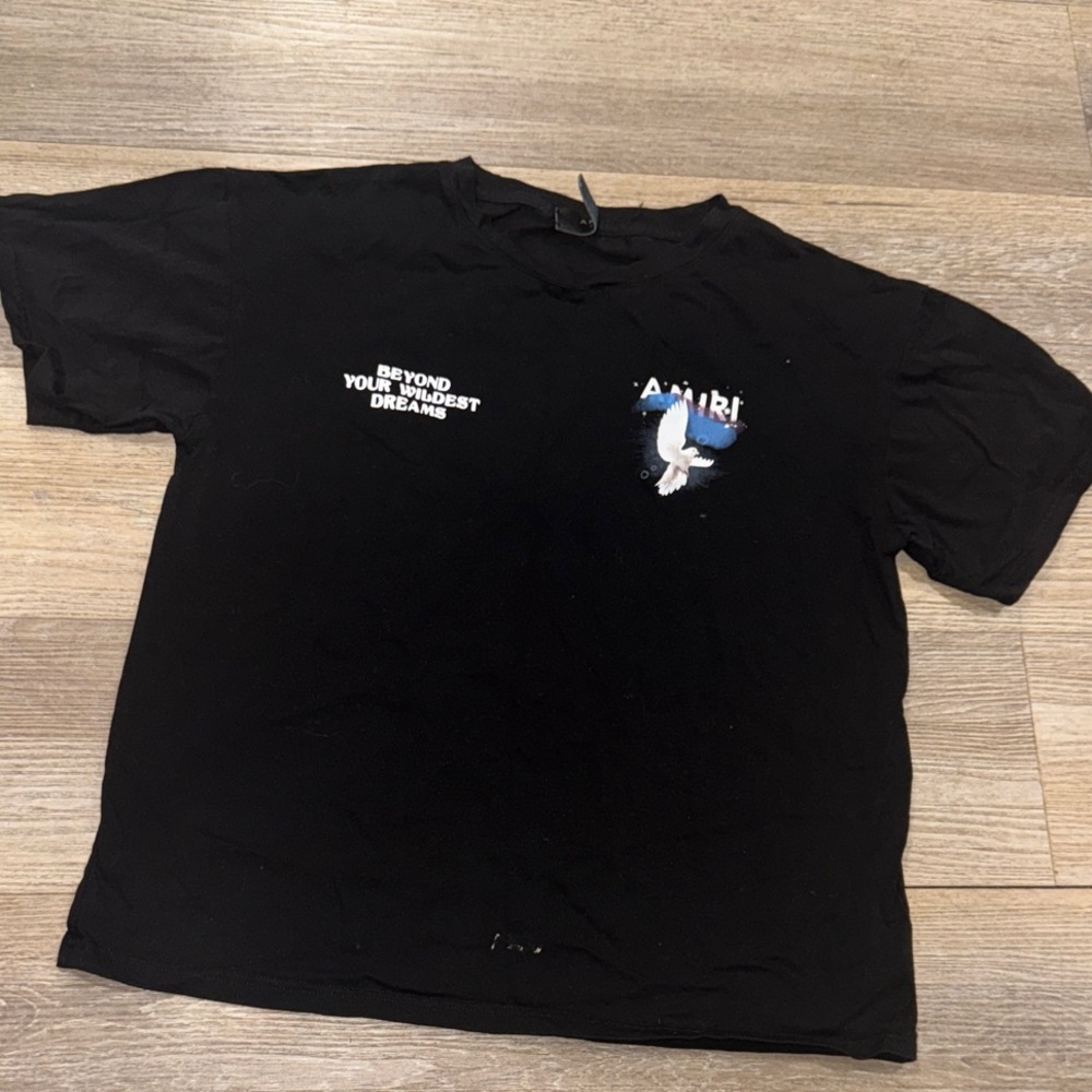 AMIRI Black and Blue Rainbow Dove Graphic Tee